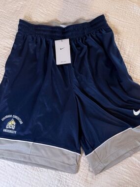 CCU Colorado Christian University Cougars Nike Dry Fit blue shorts NWT Size M